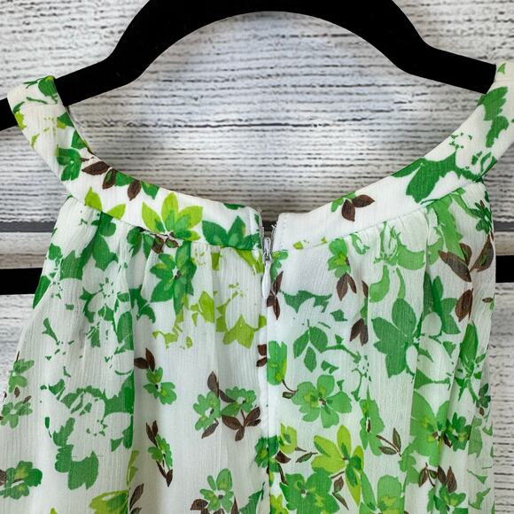 DKNY Women's Spring Green & White Floral High Neck Sleeveless Dress Size 8 - Picture 7 of 8